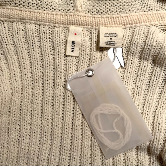 NWT Vintage Y2K Moth by Anthropologie Cropped Sweater Cardigan Cream Size Medium - Picture 8 of 9